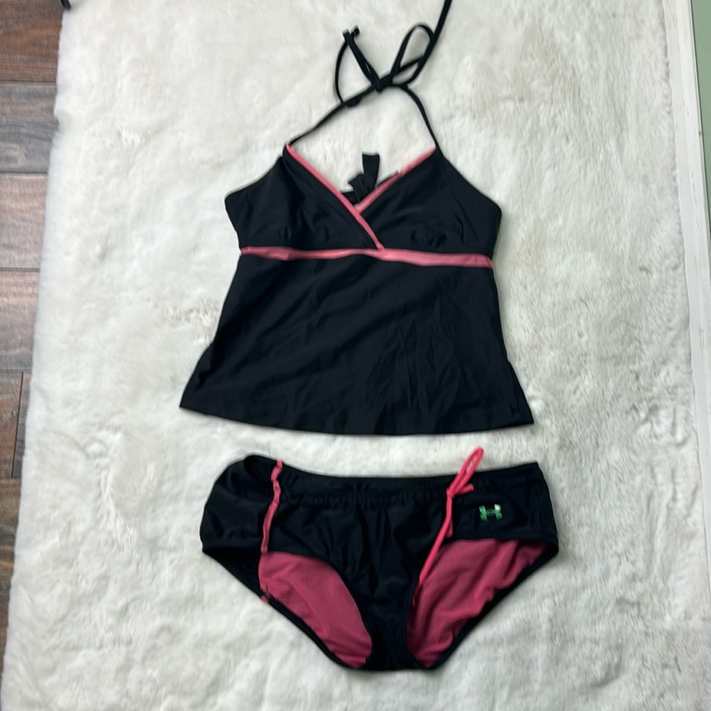 Under Armour, bathing suit, black and pink medium